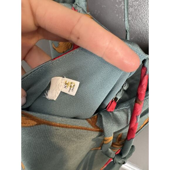 New ASTR the Label Gaia Floral Midi Slip Dress Teal-raspberry Size XS Cowl Neck - Picture 5 of 5